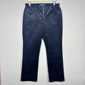 Lauren Jeans Co Ralph Lauren Petite Straight Corduroy Pants Women 12P Navy 33x28